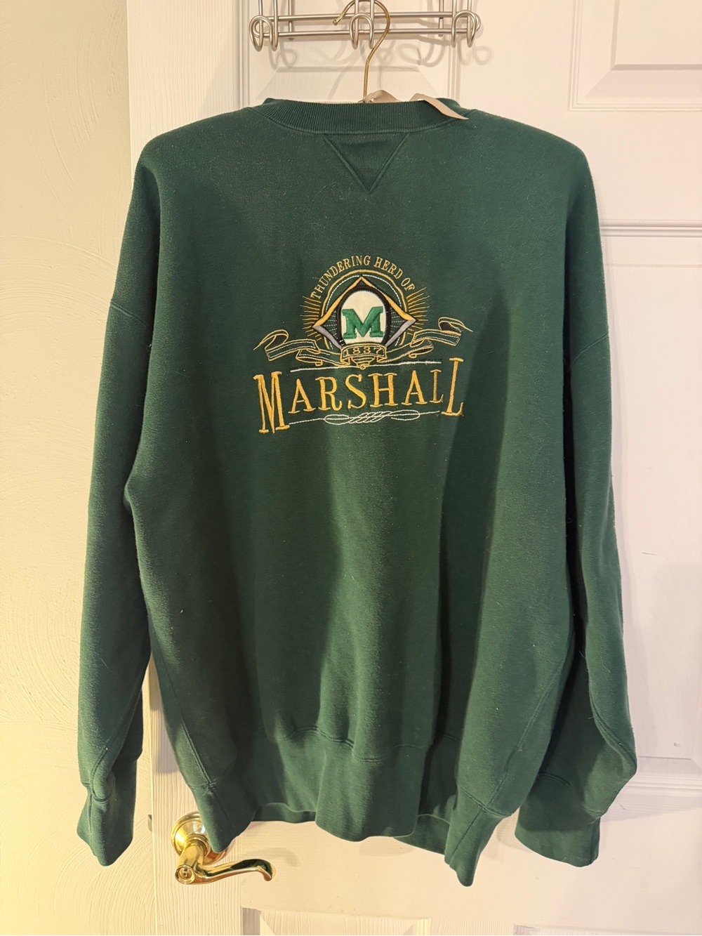 Marshall University Green Crewneck Sweatshirt Thundering Herd Embroidered